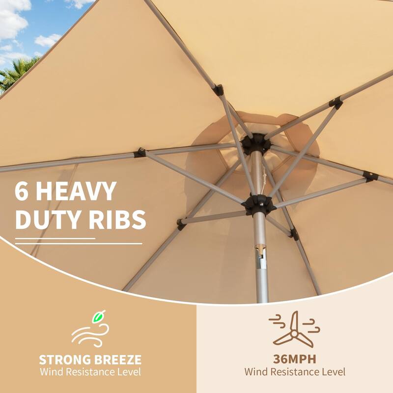 7.5FT Patio Umbrella,Outdoor Table Umbrella with Push Button Tilt and Crank,UV Protection Waterproof Market with 6 Sturdy Ribs