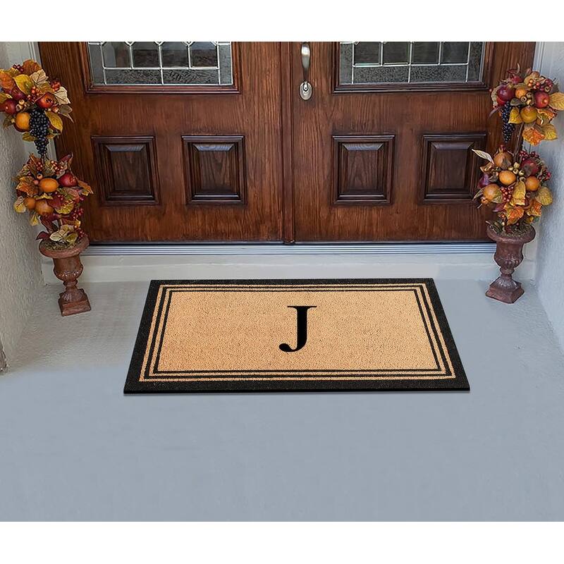 A1HC Pure Natural Coir Monogrammed Heavy Duty PVC Backing Doormat