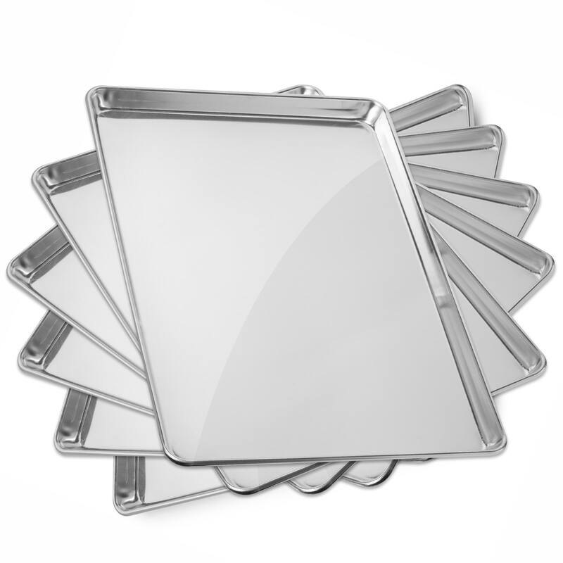 18 x 26in Commercial Grade Aluminum Cookie Sheet Pans - 6 Pans