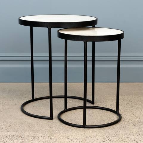 Aurora Home Round Marble Nesting Tables - 15"DiaX18"H