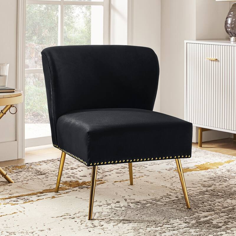 Celtia Modern Velvet Accent Side Chair with Nailhead Trim by HULALA HOME