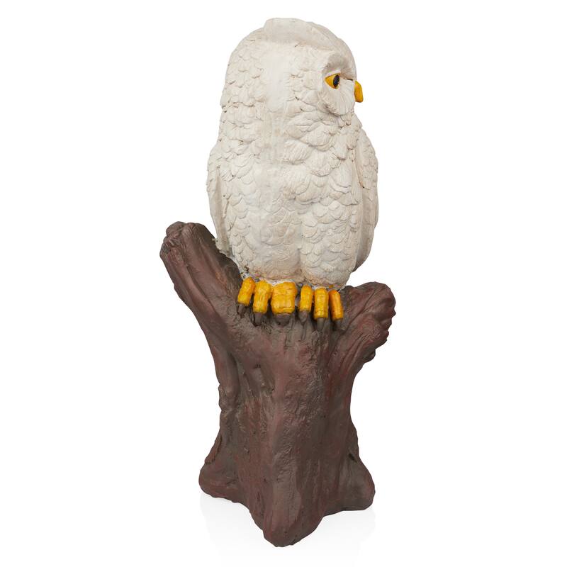 White Owl on Tree Trunk Statuary