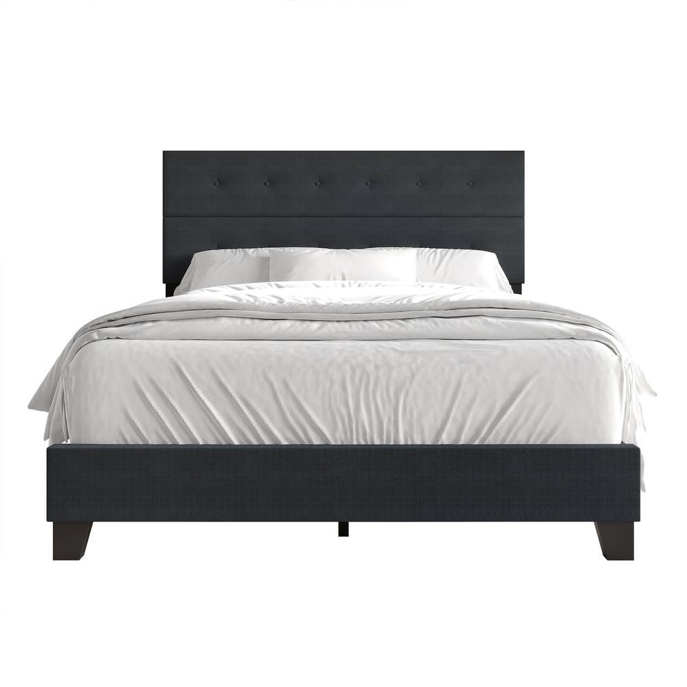 CraftPorch Luxury Button Tufted Upholstered Linen Bed