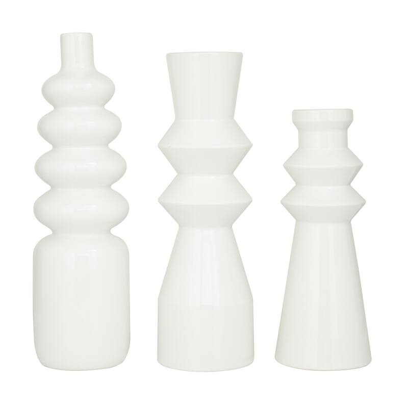 Ceramic Decorative Vase with Bubble Texture Designs - Set of 3 White - CosmoLiving by Cosmopolitan