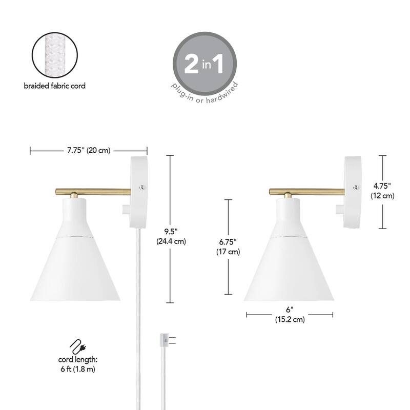 Globe Electric Tristan 10" Tall Wall Sconce with Black Shade