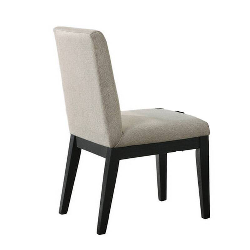 Kiy 5pc Black Dining Table Set with 4 Ergonomic Chairs, Beige Upholstery