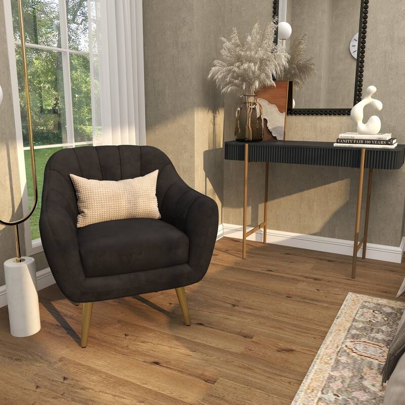 Black or Pink Polyester Living Room Accent Chair