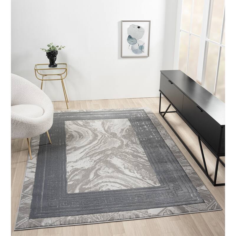 Ksamil Collection Abstract Border Area Rug
