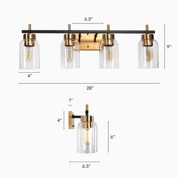 dimension image slide 0 of 3, Modern Black Gold 2/3/4-Light Bathroom Vanity Lights Linear Wall Sconces for Powder Room