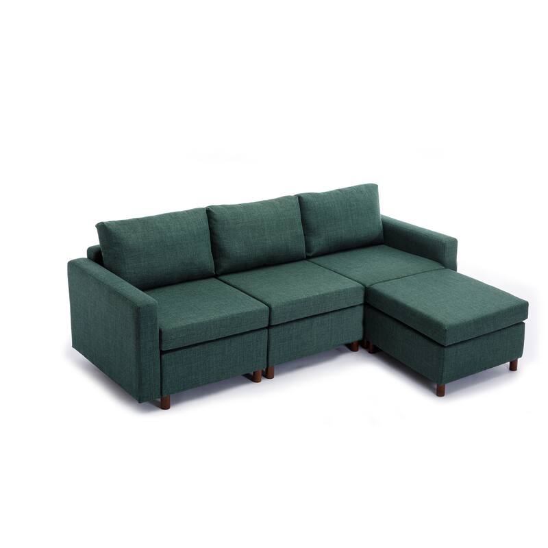 LShaped 3Seat Modular Sectional Sofa with 1 Ottoman On Sale Bed