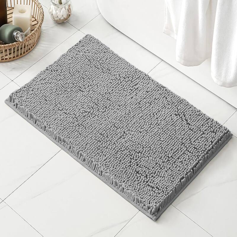 23"x15" - Dark Grey Soft Cozy Plush Chenille Bath Mat Bathroom Rug - 23" x 15" - Dark Grey