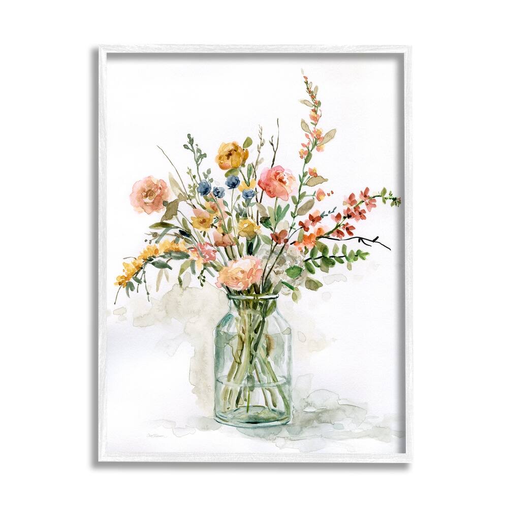 Stupell Country Meadow Roses Floral Bouquet Watercolor Still Life Framed Wall Art