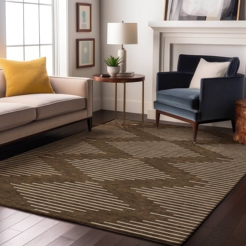 Premium Washable Super Soft Modern Geo Mayfield Rug - Brown - 10' x 14'
