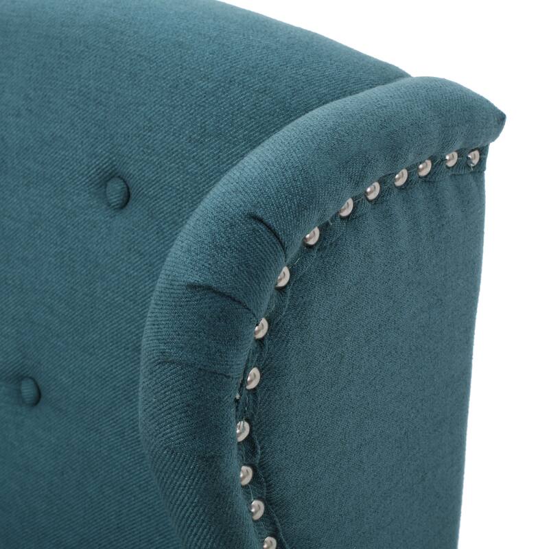 Roomfitters Tufted Wingback Accent Chair with Nailhead Trim, Upholstered Single Lounge Chair for Living Room or Bedroom, Teal