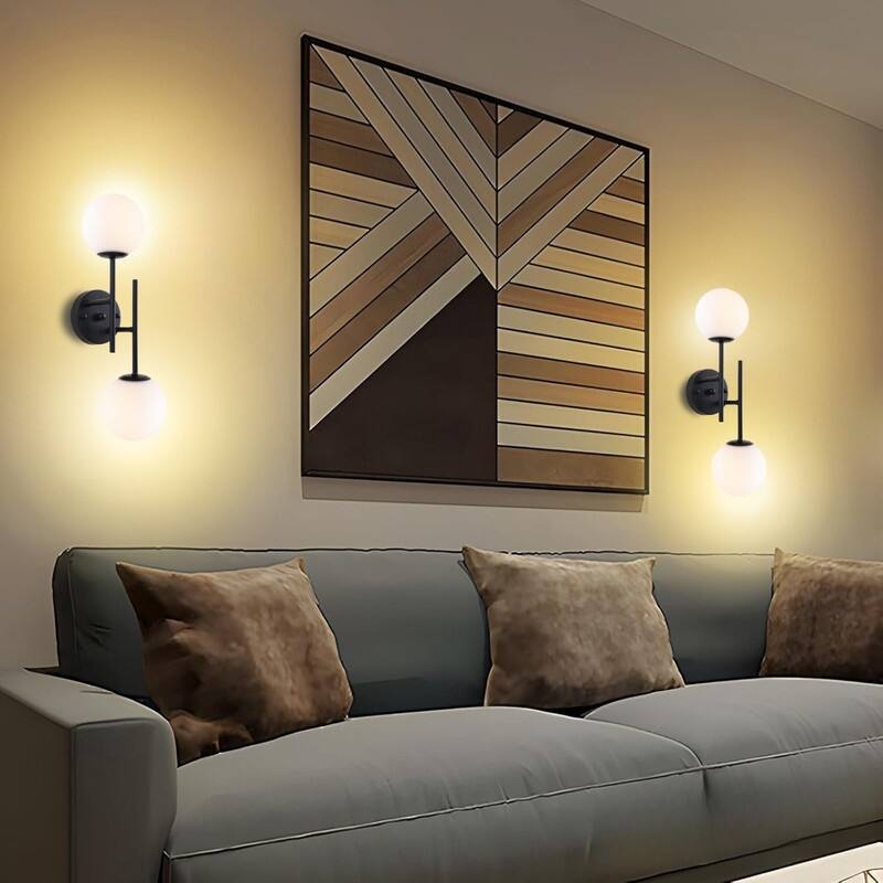 2 Light lights in walls black wall light fixture glass, metal wall lighting