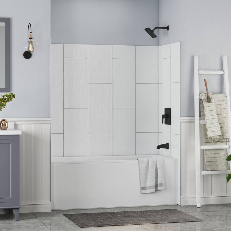 60 in. L x 36 in. W x 75 in. H Three-Piece Glue Up Alcove Shower Wall Surround in White - 60 x 75