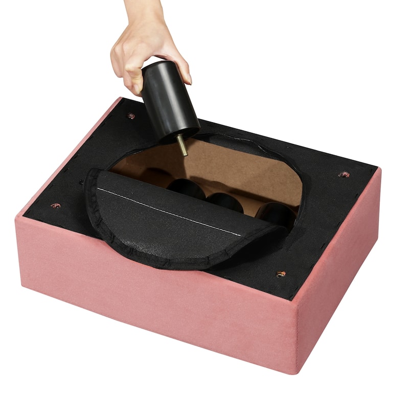 Adeco Small Rectangular Ottoman Modern PU Leather Footrest Stool Chair