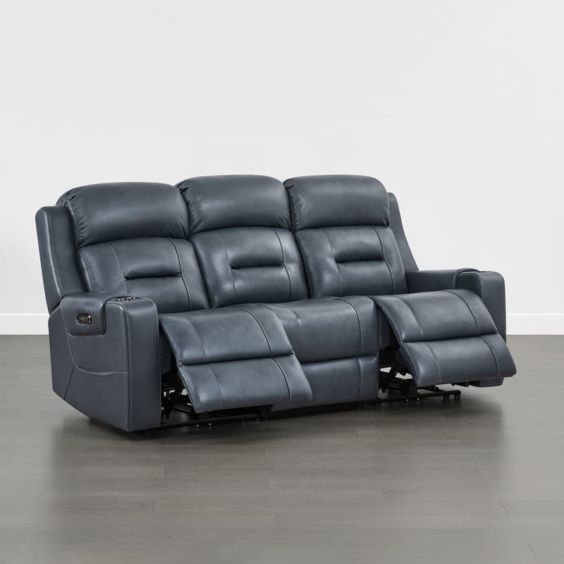 Spruce & Spring Genuine Leather Power Reclining Sofa with Wireless Charging