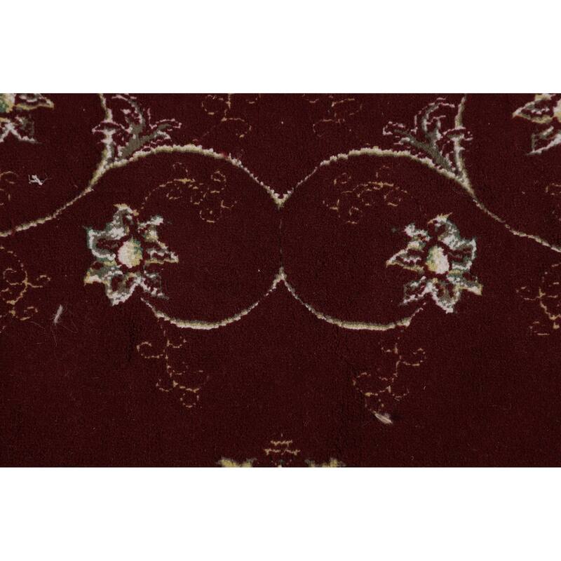 Burgundy Red Kashan Turkish Area Rug Machine Made Carpet - 6'6" x 9'10"