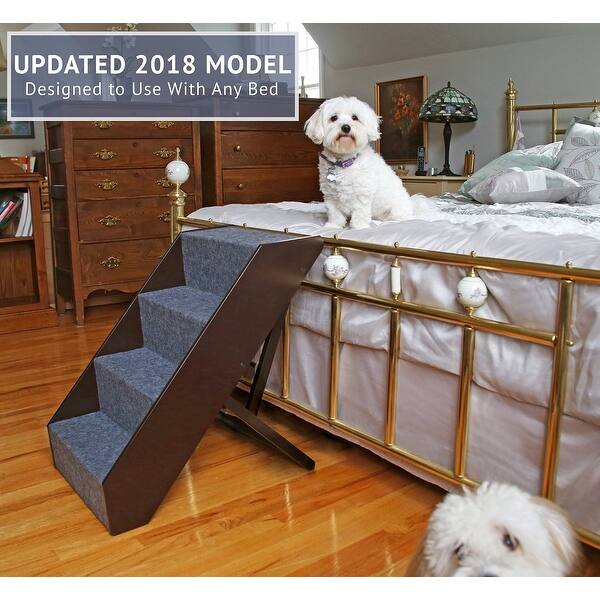 Shop Arf Pets Wood Dog Stairs 4 Levels Height Adjustment Wide Pet Steps For Dogs And Cats Foldable Overstock 20345091
