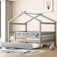 preview thumbnail 10 of 83, Montessori Bed House Bed with Trundle Bed and Headboard, Wood Daybed Platform Bed Frame No Box Spring Needed for Boys Girls Grey - Full