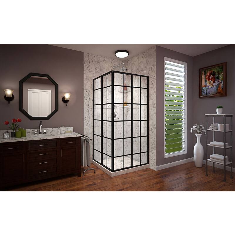 DreamLine French Corner 40 1/2 in. D x 40 1/2 in. W x 72 in. H Framed Sliding Shower Enclosure - 40.44" x 40.44"