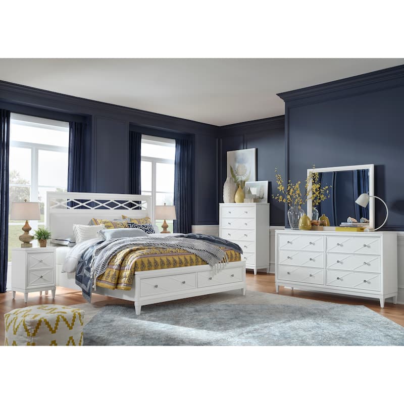 Magnussen Home Springhouse Whisper White Upholstered Panel Storage Bed