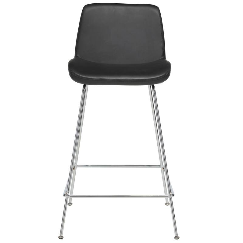 Capri Modern Leatherette Bar and Counter Stool - Black with Chrome Base - Bar Height