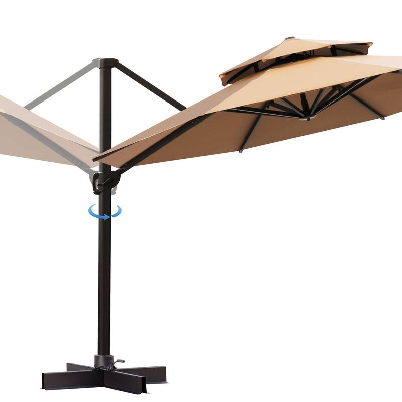 Pellebant Outdoor Round Cantilever Umbrella with Base
