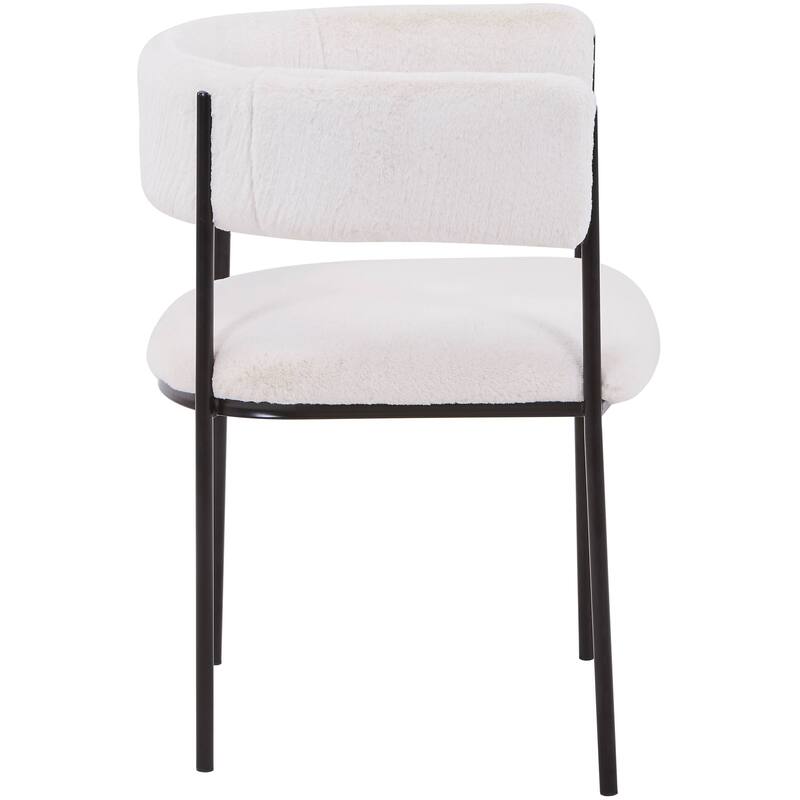 Dining Chair in Leather with Open-Back and Powder Coated Iron Legs Set of 4