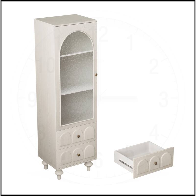 62.99" Tall Storage Display Cabinet with Tempered Glass Door