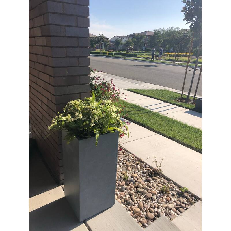 Durx-litecrete Lightweight Concrete Cement Color Tall Planter-Small - 8.7'x8.7'x19.9'