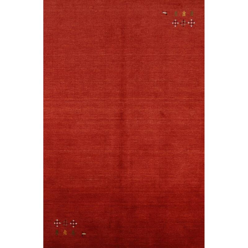 Orange Gabbeh Indian Area Rug Hand-Knotted Oriental Tribal Wool Carpet - 4'11" x 7'10"