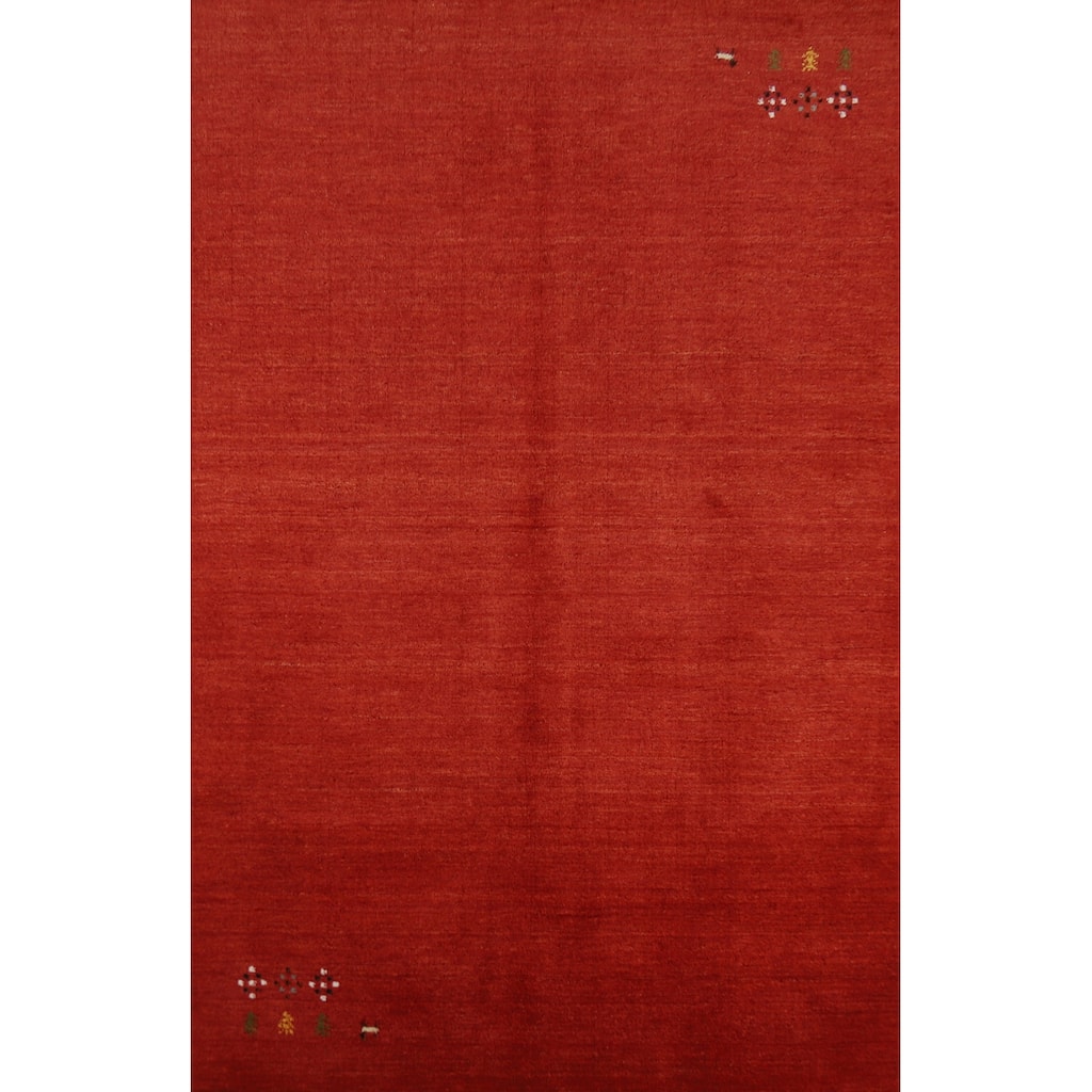 Orange Gabbeh Indian Area Rug Hand-Knotted Oriental Tribal Wool Carpet - 4'11" x 7'10"
