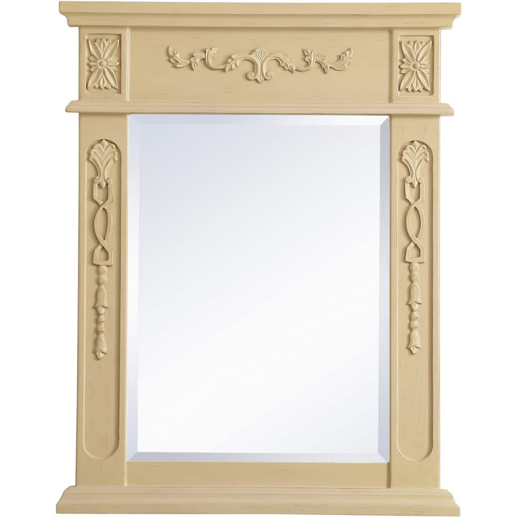 Elegant Lighting Lenora 28" x 22" Rectangular Beveled Wood Framed