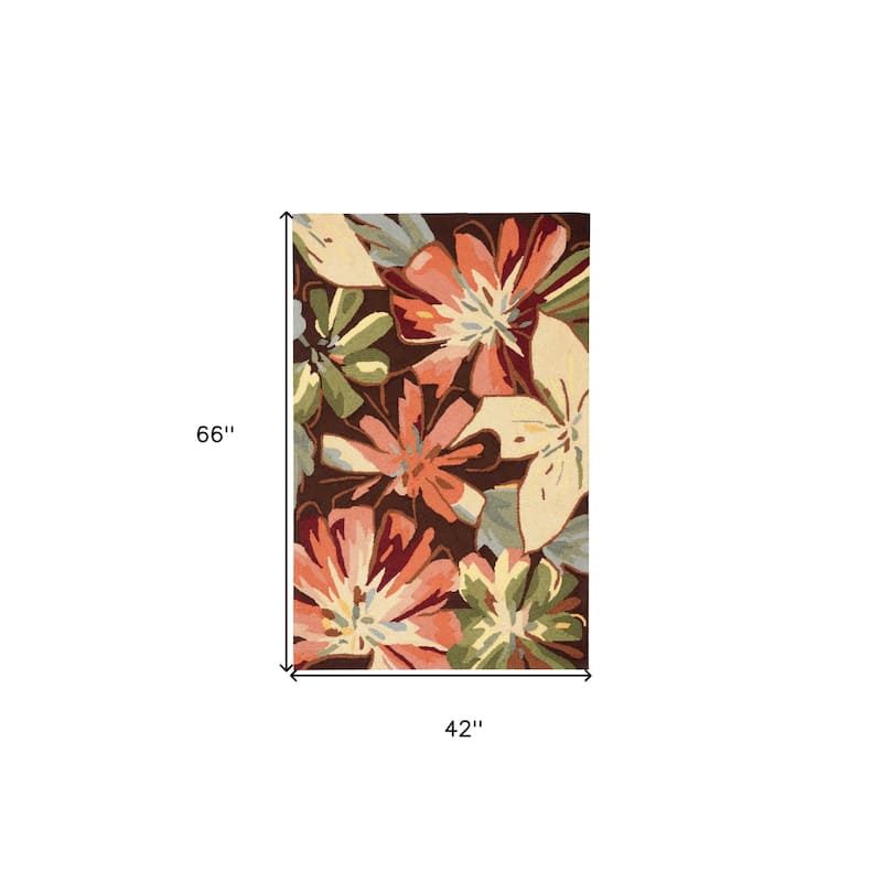 Gela Floral Traditional Stain Resistant Area Rug By HomeRoots - 66' X '42' X '0.25