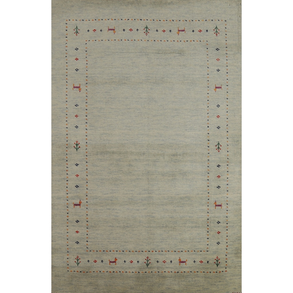 Hand Knotted Oriental 100% Wool Carpet Tribal Tribal Green Gabbeh Area Rug - 5' 9'' X 3' 11''
