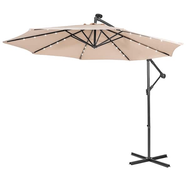 dollar store patio umbrella JUSTLET 8'x10' Patio Umbrella, Beige, Outdoor Rectangular Umbrella for Deck  and Garden