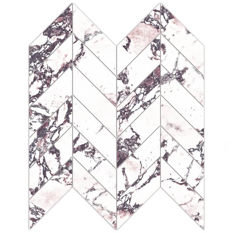 Merola Tile Touche Chevron Rubis 11-3/4" x 12-1/4" Porcelain Mosaic Floor and Wall Tile - (1 Tile)