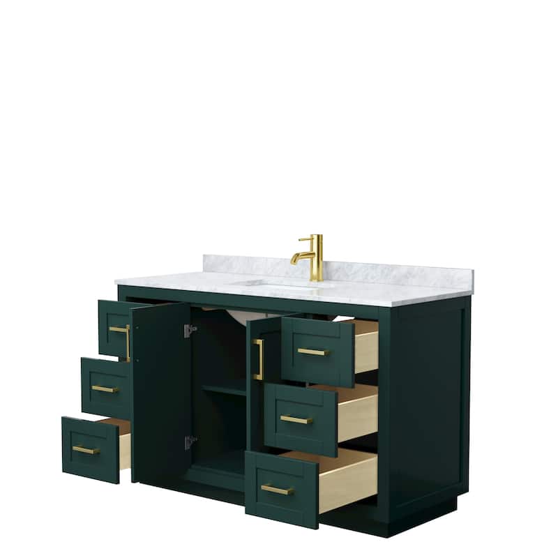 Miranda Single Vanity Set, White Carrara Marble Top, No Mirror