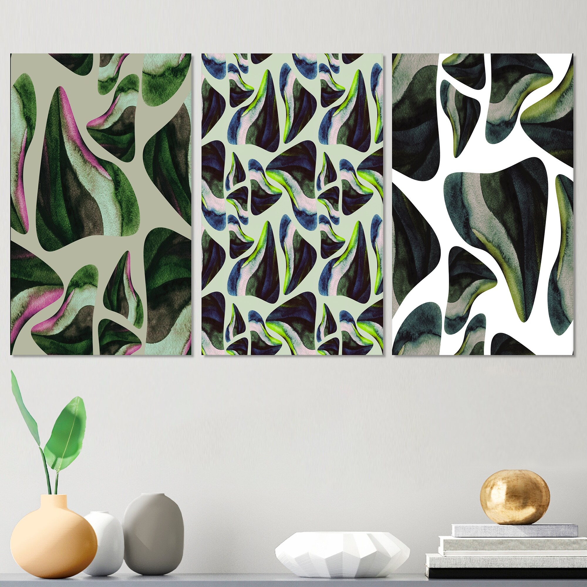 Designart Abstract Dark Green Organic Modern Artwork for Contemporary Spaces-image