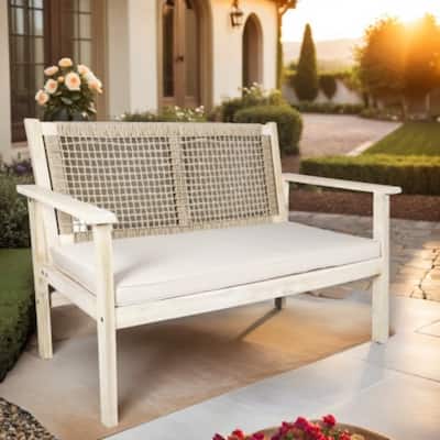 Outdooor Loveseat with Acacia Wood Frame and Cushions