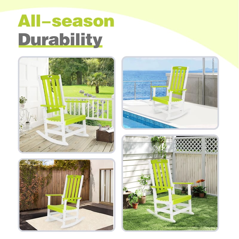 Aoodor Outdoor Rocking Chair, Ergonomic HDPE Rockers with All-Weather Design for Patio or Porch - N/A