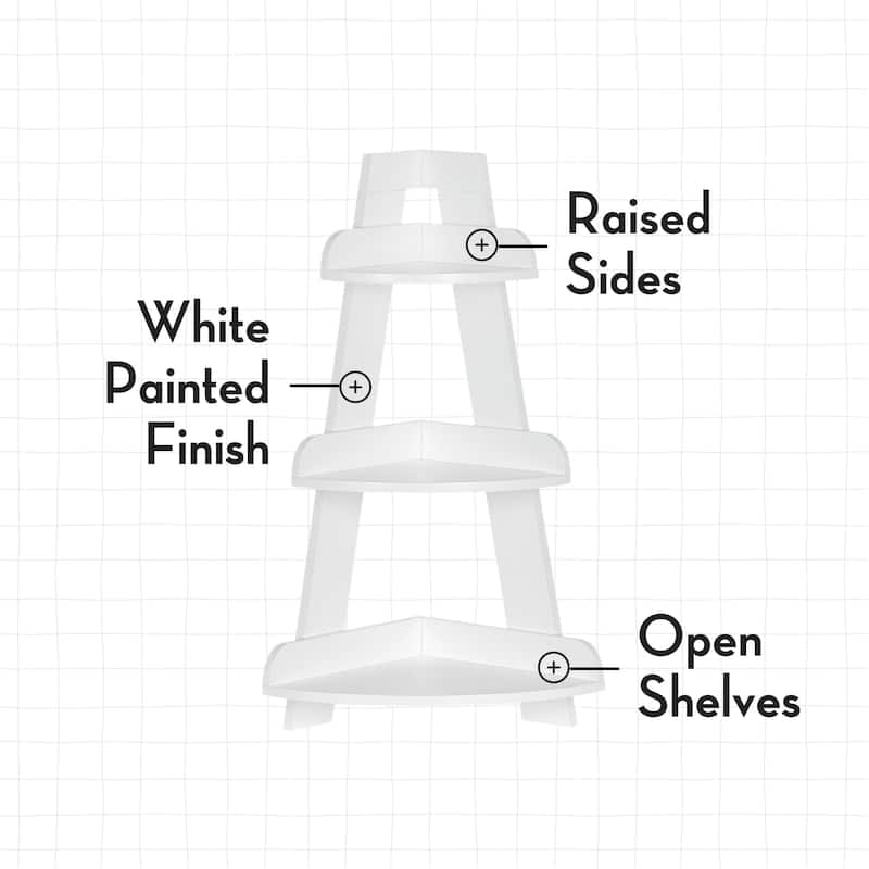 RiverRidge Kids 3-Tier Corner Shelf Display Stand for Playrooms - White