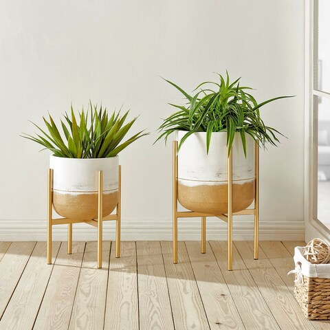 FirsTime & Co. Whitewash Lilah Planter 2-Piece Set, Metal