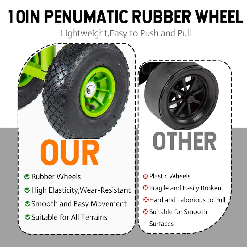 Beach Cart Collapsible Wagon 9.85"All-Terrain Wheels,Heavy Duty Garden Cart with Rod Holders,Umbrella Holder and Storage Pockets