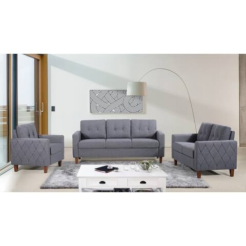 Morrigan Tufted Mid-Century 3 Piece Living Room Sofa Loveseat & Chair