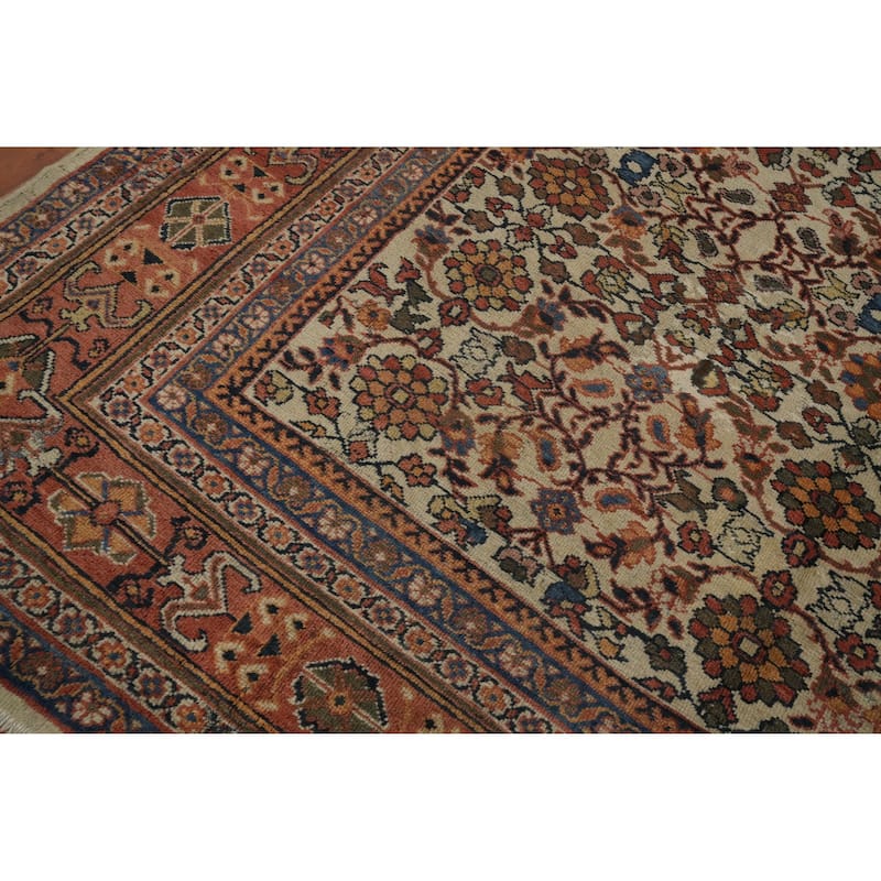 Hand Knotted Oriental 100% Wool Carpet Traditional All-Over Beige & Ivories Mahal Area Rug - 10' 8'' X 9' 0''