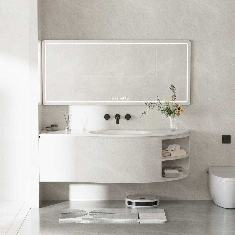 Modland Wall Mounted 3-Hole Bathroom Sink Faucet Widespread with 2 Handles