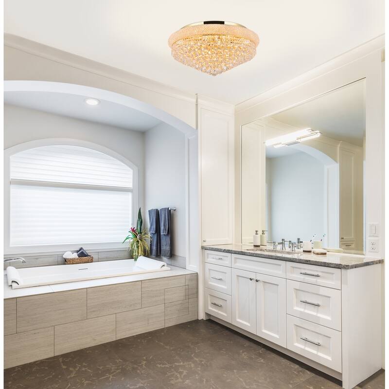 Elegant Lighting Gold 28-inch Royal Cut Crystal Clear Flush Mount